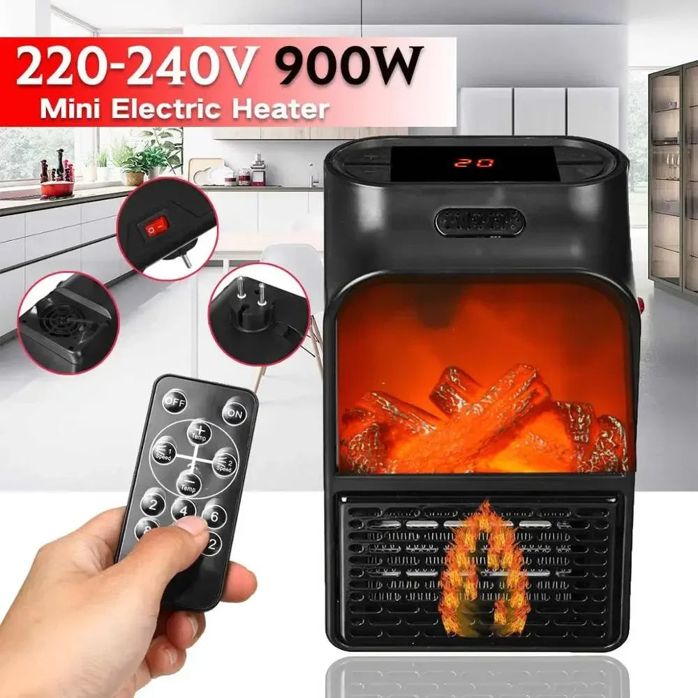 Mini Electric Wall-outlet Flame Heater 900W Portable Electric Flame Heater