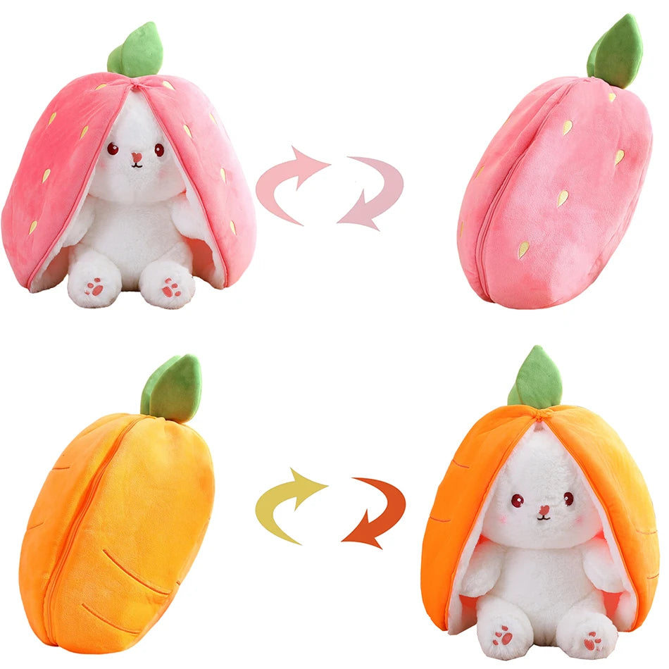 18cm Creative Funny Doll Carrot Rabbit Plush Toy Stuffed Soft Hiding in Strawberry