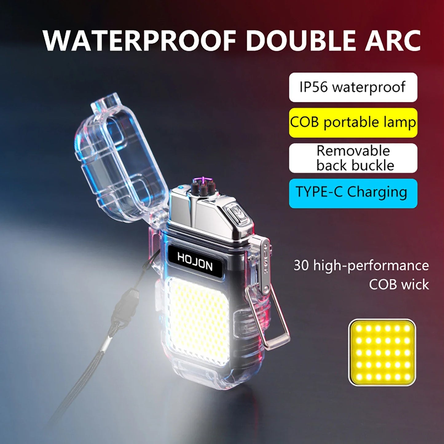 Waterproof Lighter Plasma Dual Arc Windproof Smoking Electronic USB Pulse Rechargeable Lighters