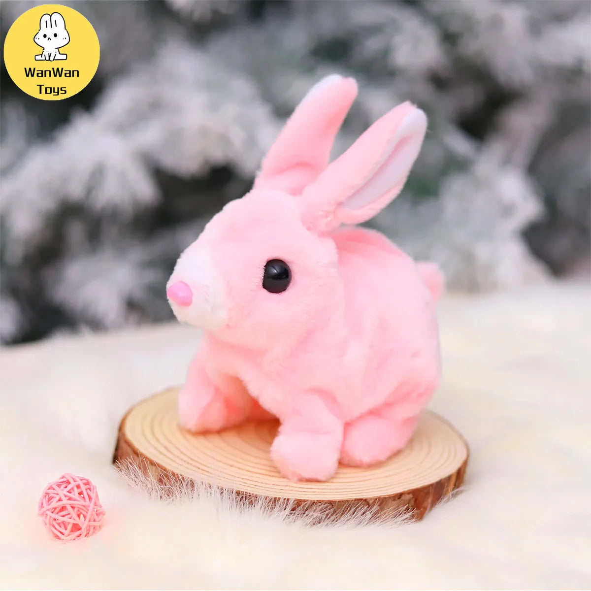 Plush Electric White Rabbit Solid Color Long Hair Rabbit Black Eyes Walk and Bark Red Eyes Luminous Long Hair Simulation Rabbit