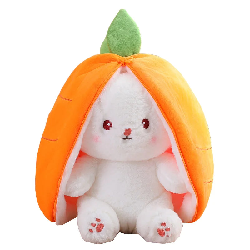 18cm Creative Funny Doll Carrot Rabbit Plush Toy Stuffed Soft Hiding in Strawberry