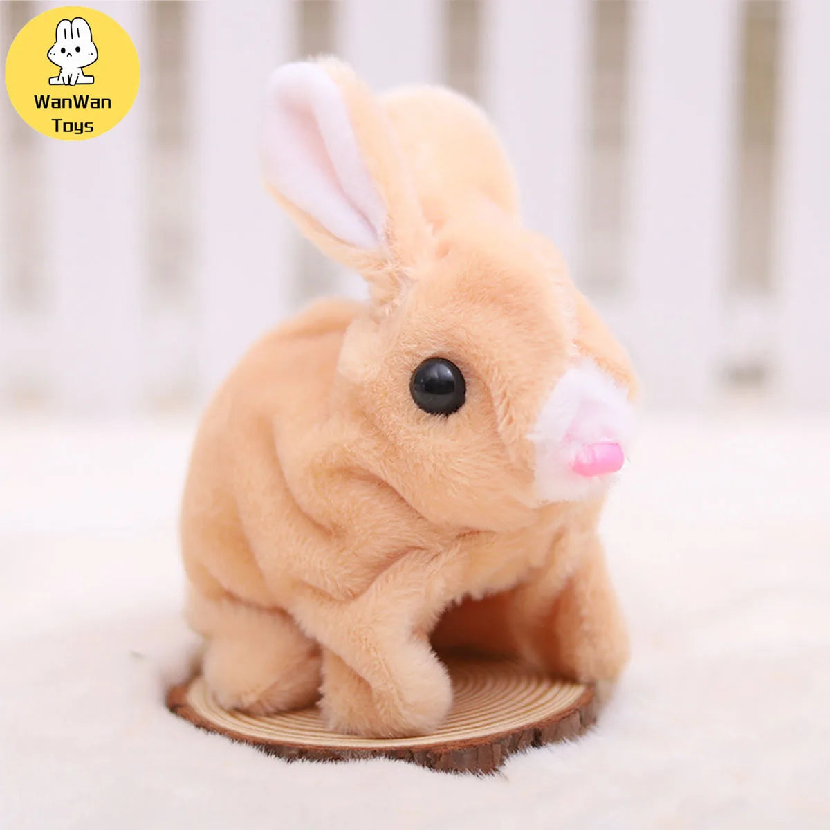 Plush Electric White Rabbit Solid Color Long Hair Rabbit Black Eyes Walk and Bark Red Eyes Luminous Long Hair Simulation Rabbit