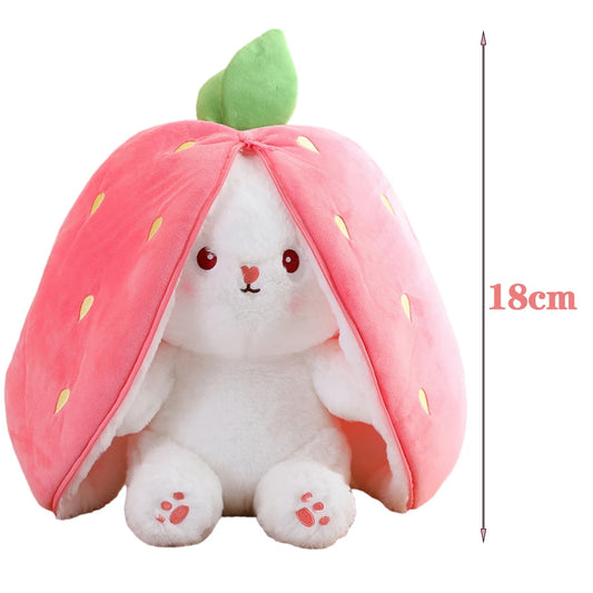 18cm Creative Funny Doll Carrot Rabbit Plush Toy Stuffed Soft Hiding in Strawberry