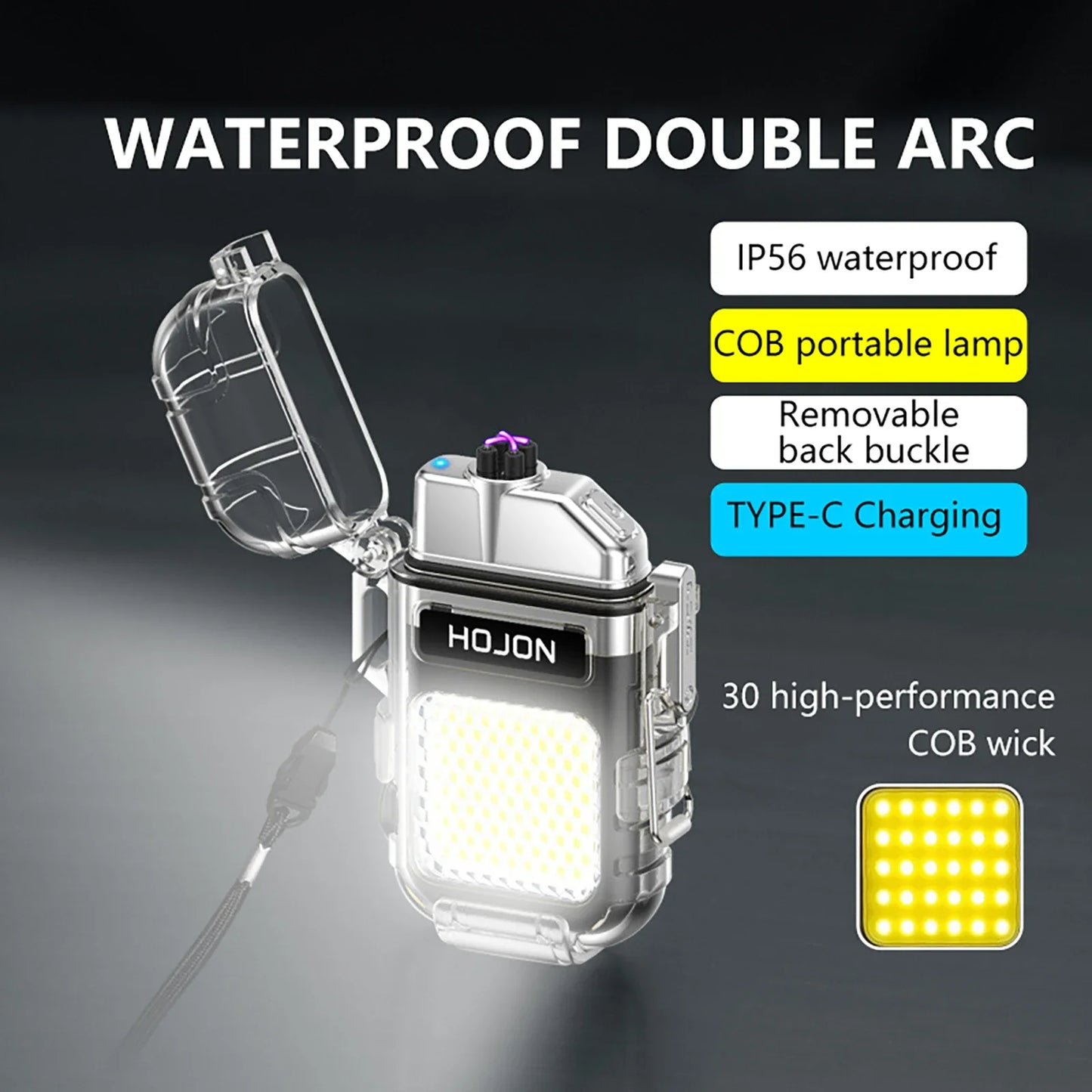 Waterproof Lighter Plasma Dual Arc Windproof Smoking Electronic USB Pulse Rechargeable Lighters