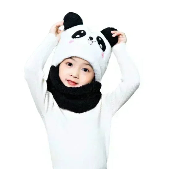 Cartoon Hat for Girls Boys Scarf Thicken Cap Winter Hat for Kids