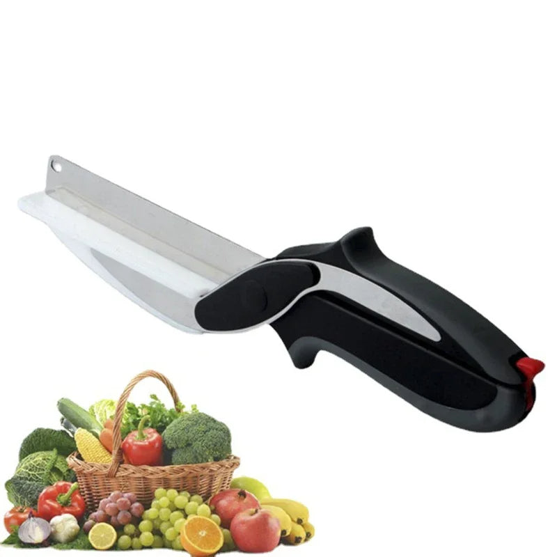 Food Scissors Vegetable Scissors 2-in-1 Smart Chopping Knife Multifunctional Kitchen Scissors knife