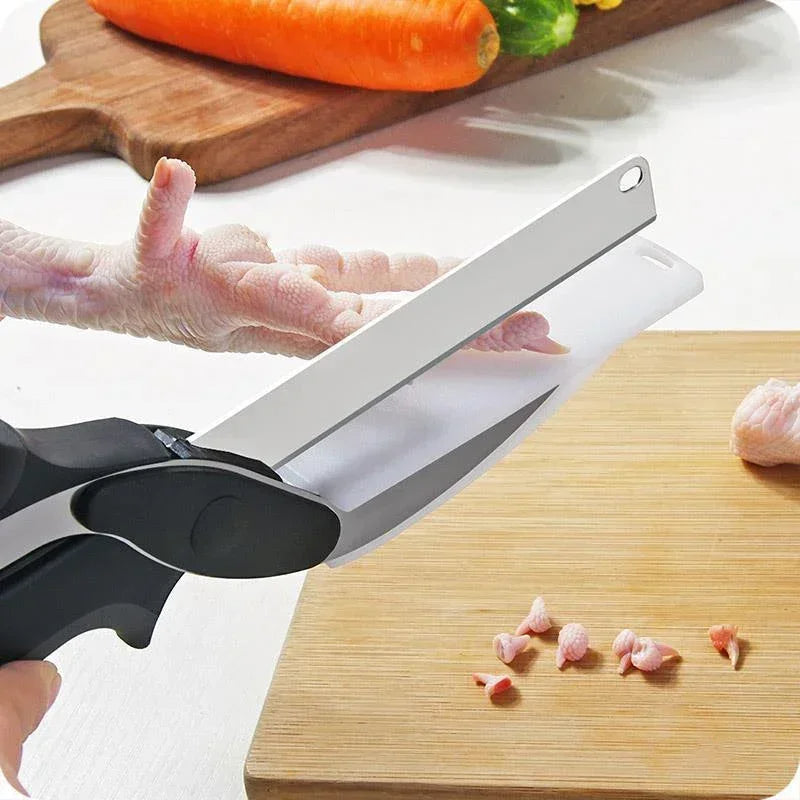 Food Scissors Vegetable Scissors 2-in-1 Smart Chopping Knife Multifunctional Kitchen Scissors knife