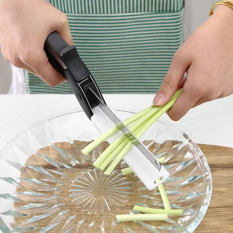 Food Scissors Vegetable Scissors 2-in-1 Smart Chopping Knife Multifunctional Kitchen Scissors knife