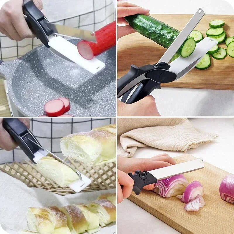 Food Scissors Vegetable Scissors 2-in-1 Smart Chopping Knife Multifunctional Kitchen Scissors knife