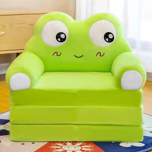 Cute Cartoon Kids Sofa: 2-in-1 Plush Foldable Armchair & Bed