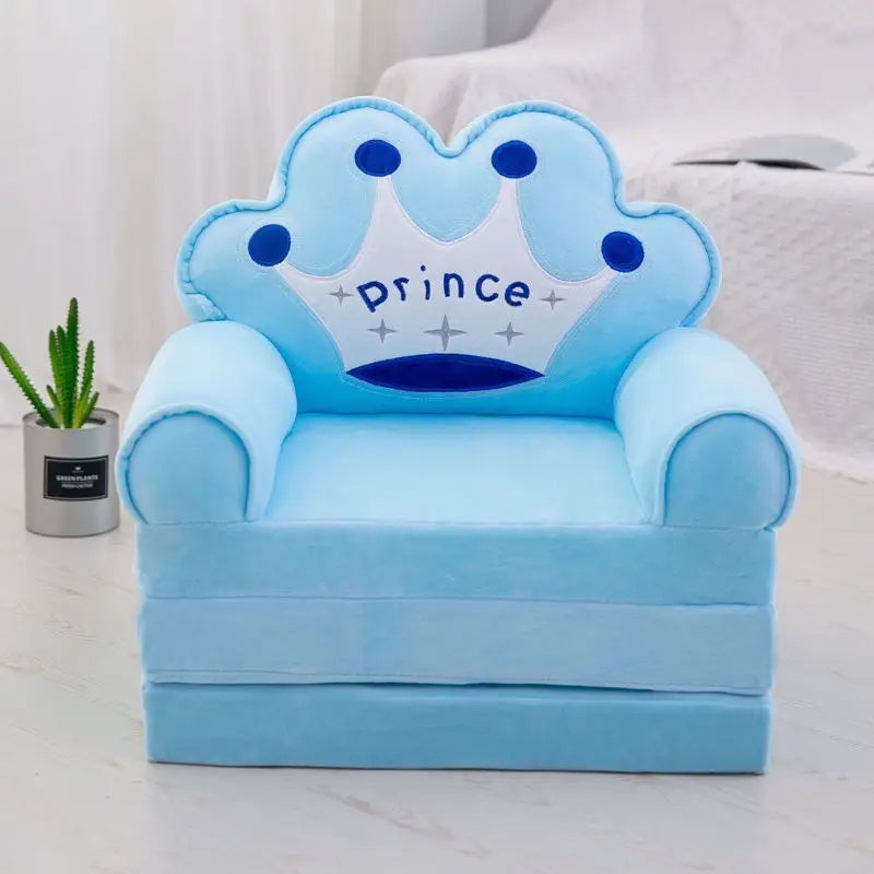 Cute Cartoon Kids Sofa: 2-in-1 Plush Foldable Armchair & Bed