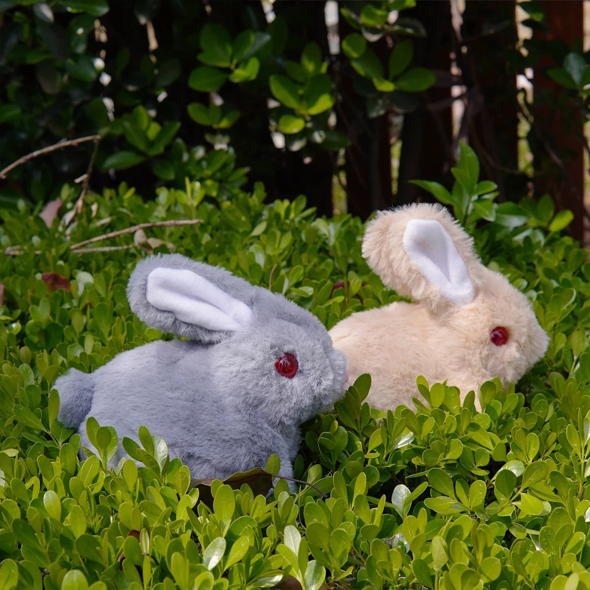 Plush Electric White Rabbit Solid Color Long Hair Rabbit Black Eyes Walk and Bark Red Eyes Luminous Long Hair Simulation Rabbit